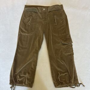 7 For All Mankind Suede Look Capri Adjustable Leg Beige Women's Size 27‎